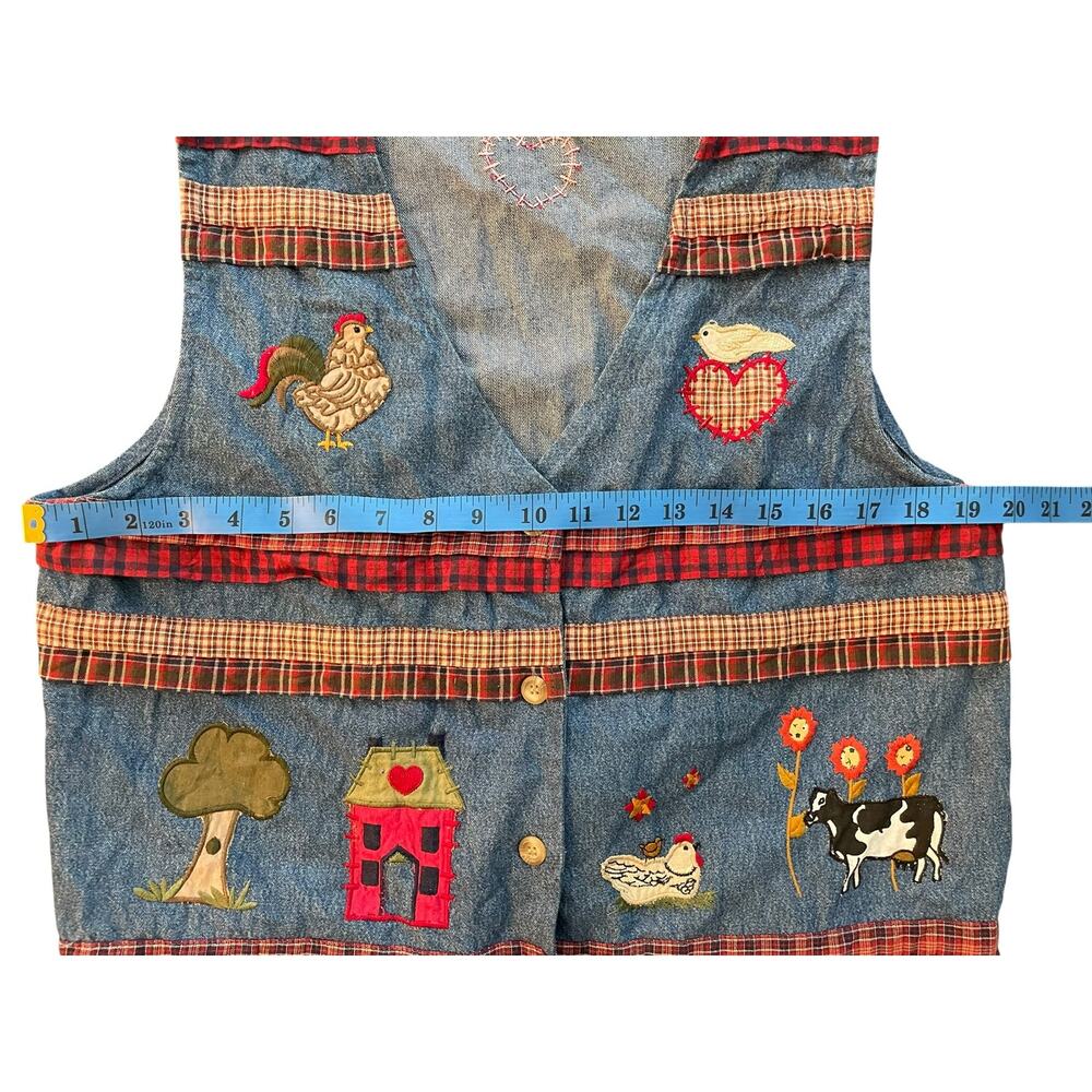 Vintage Bobbie Brooks Embroidered Denim Farm Vest Medium - Picture 5 of 6